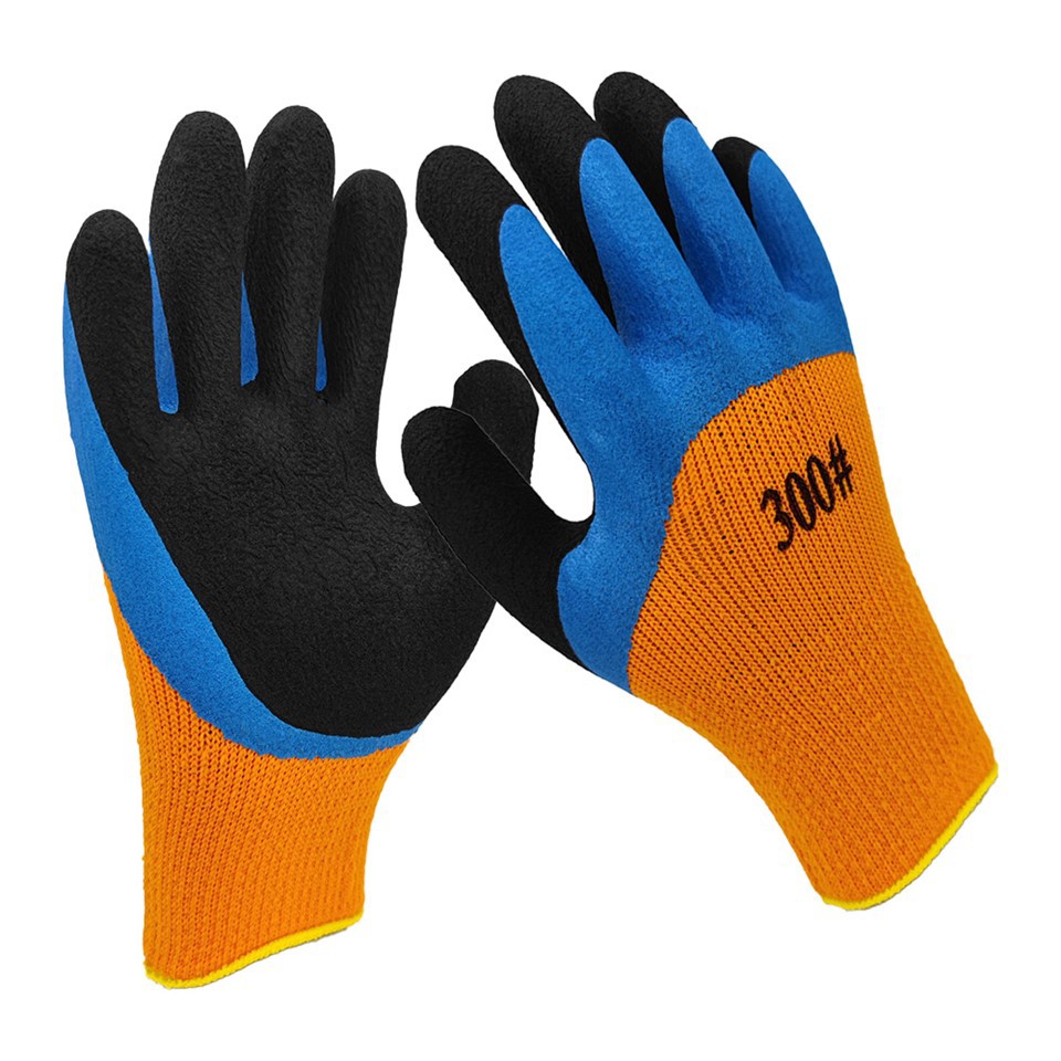 Blue And Black Latex Coated Reinforced Gloves